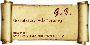 Golobics Vázsony névjegykártya